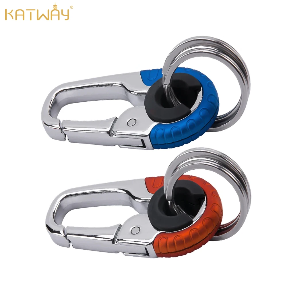 

Men's Stainless Steel Keychain Hook Outdoor Carabiner Climbing Tool with Double Ring - Car Fishing Key Ring Accessories HH-AA474