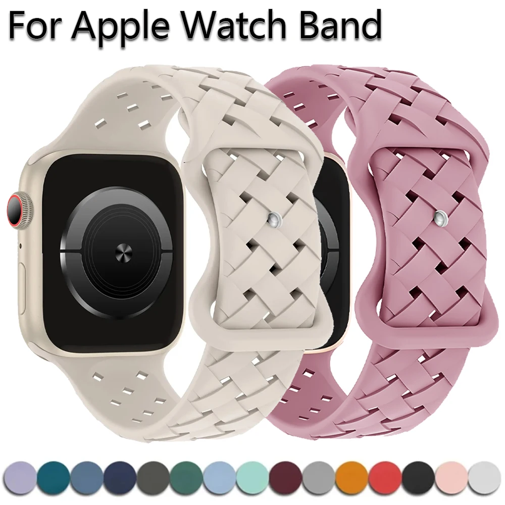 Silicone Strap for Apple Watch Ultra 1 2 Band 49mm 44mm 40mm 45Mm 41mm 42mm Breathable Bracelet IWatch Series 9 8 7 6 SE 5 4 3