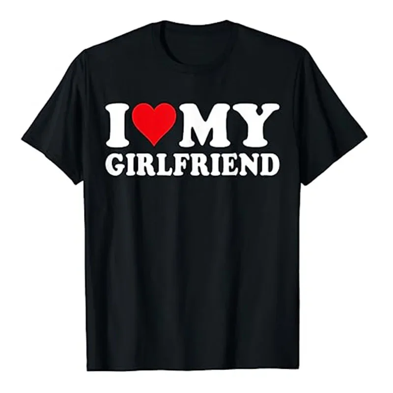 

I Love My Girlfriend, I Heart My Girlfriend, I Love My GF T-Shirt Letters Printed Sayings Tee Tops Funny Valentine Lover Outfits