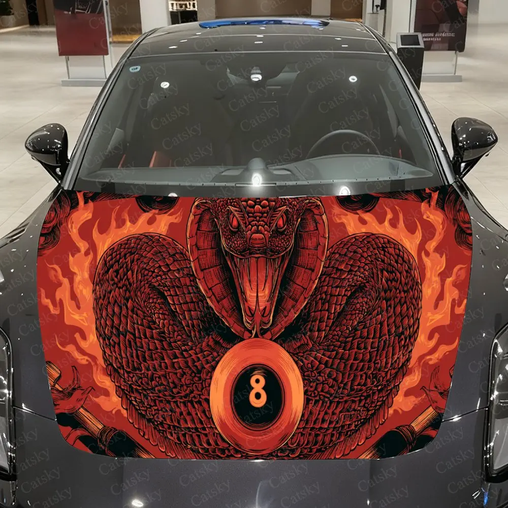 

Unique Snake 8 - Ball Car Cover Decal, Auto Hood Sticker, Waterproof and Self-adhesive Auto Vinyl Wraps, Cool Car Exterior Decor