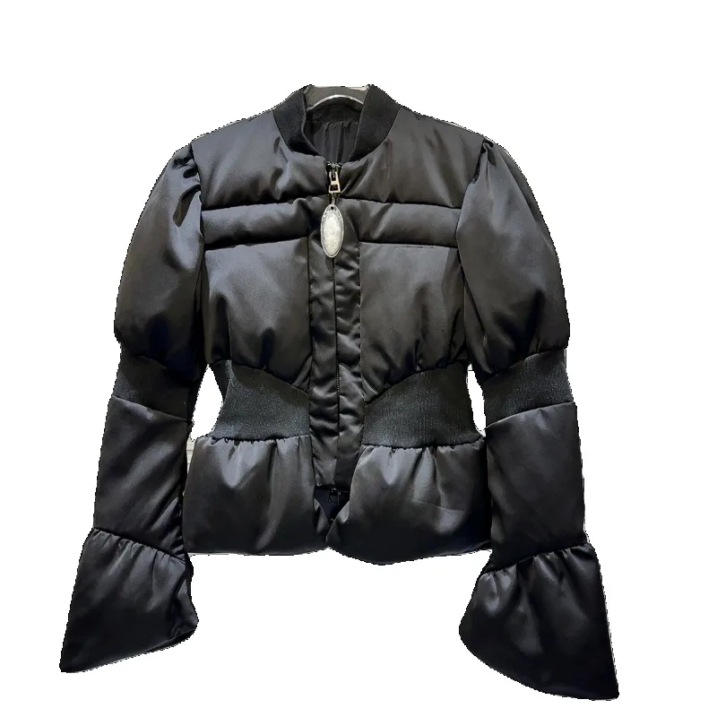 Women's Clothing Winter Warm Cotton Padded Jacket Slim Parkas New Y2k Ribbed Fitted Waist Design Cotton Jacket Outerwear Tops