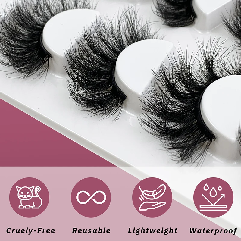 5 Pairs Mink Eyelashes 3D Fluffy Dramatic Volume False Eyelashes Thick Long Lashes Extension Make Up Wholesale Maquiagem