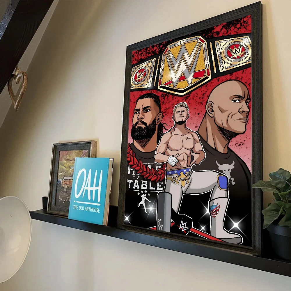 Póster de lucha libre W-Wwe, arte autoadhesivo, pegatina de papel impermeable, decoración de pared de habitación, cafetería, Bar, 1 ud.