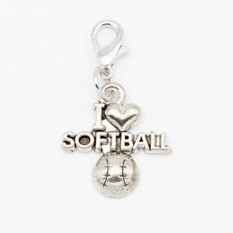 20pcs Football Shoe I love Softball Gymnasncs Dangle Charms DIY Bracelets Bangle Jewelry Accessories