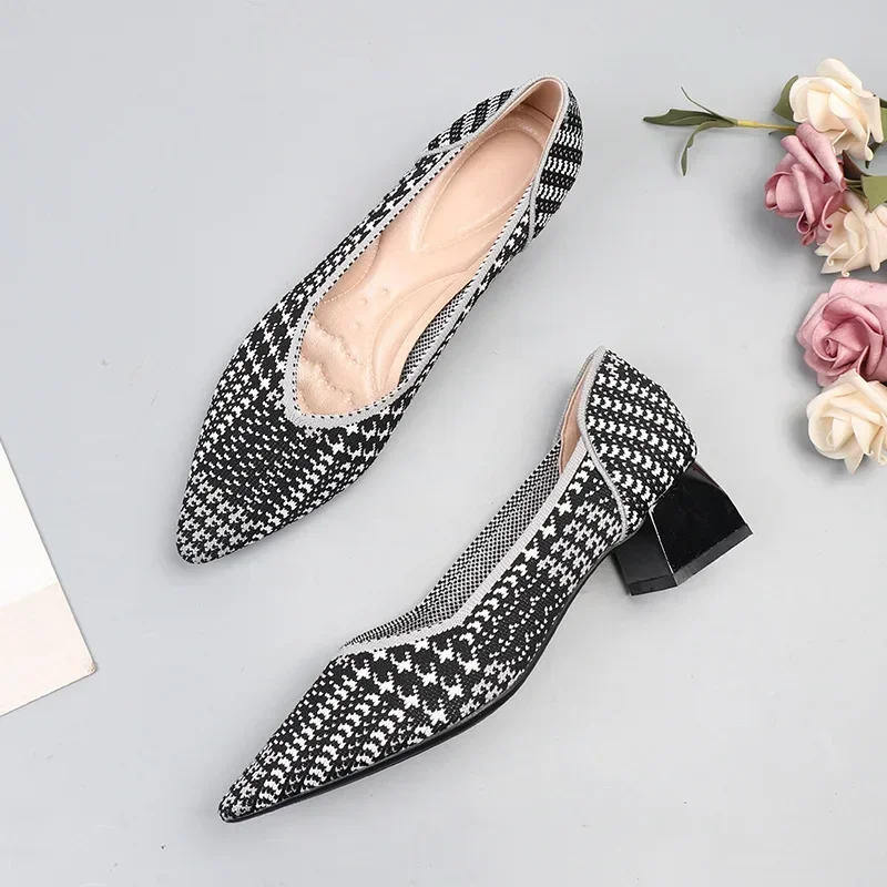 Breathable Leopard Mesh Ballet Low Heels Pointed Toe Slip on Casual Loafers Female Boat Shoes Moccasins Walking Shoes 2024