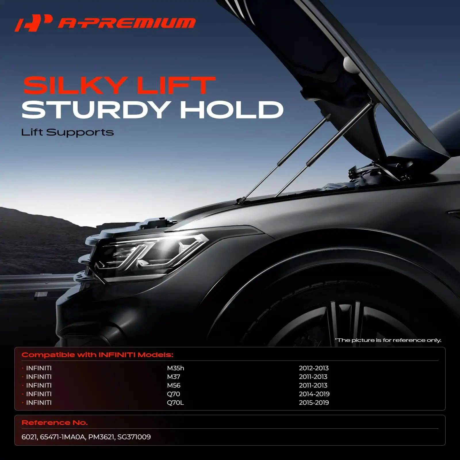 A-Premium 2Pcs Front Hood Lift Supports Shocks Struts for INFINITI Q70 2014 2015 2016 2017 2018 2019 M37 M56 2011 2012 2013 M35h 2012 2013 Q70L 2015 2016 2017 2018 2019 65471-1MA0A