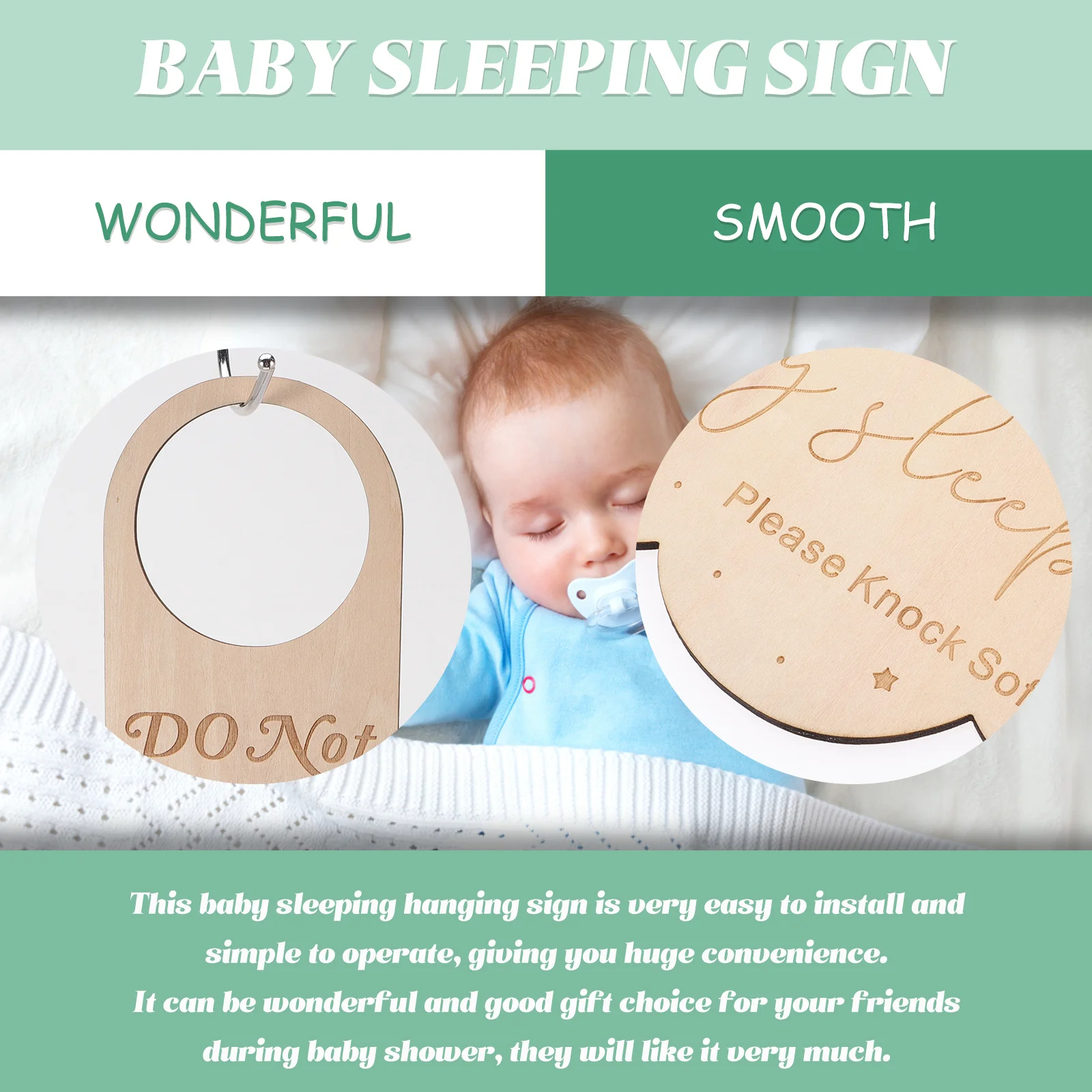 

2pcs Wooden Door Hanger Sign Sleeping Hanging Decor For Front Door Do Not Disturb Nursery Gift Home Decoration