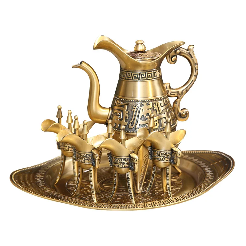

European bronze Baijiu wine set, household metal wine jug, large capacity