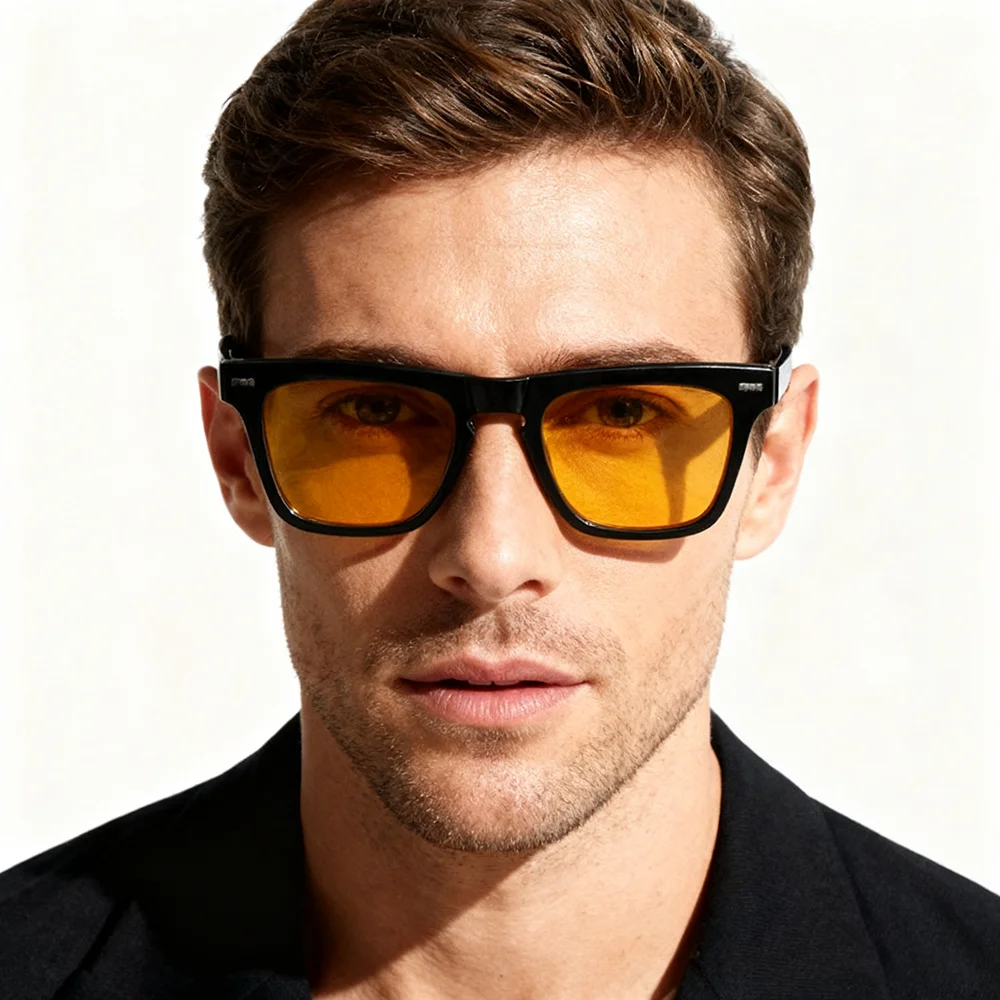 VIVIBEE Rectangle Black Blue Light Blocking Glasses Men Gaming Anti Bluelight Women Orange Night Vision Computer Eyeglasses