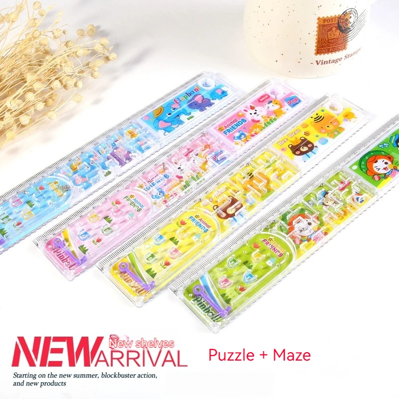 Casuale 4 pz Cartoon Righello di Plastica Alunni Interessante Labirinto + Puzzle Gioco Righello 20 cm Puzzle Righelli Kawaii Studenti Materiale Scolastico