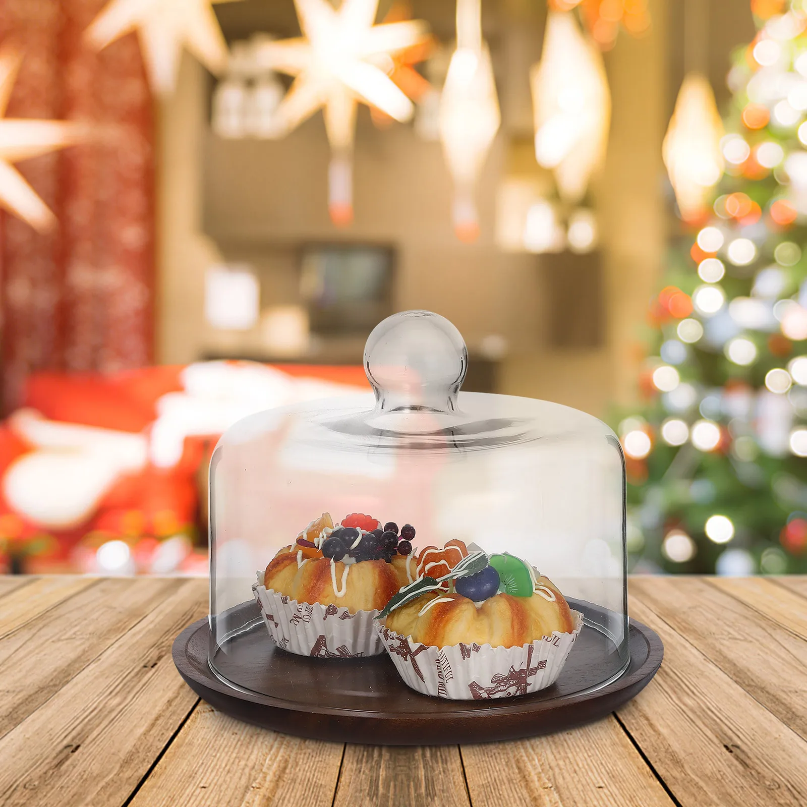 

Cake Glass Cover Serving Plate with Lid Dish Holder Accessory Stand Tray Display Bread Dome Platter