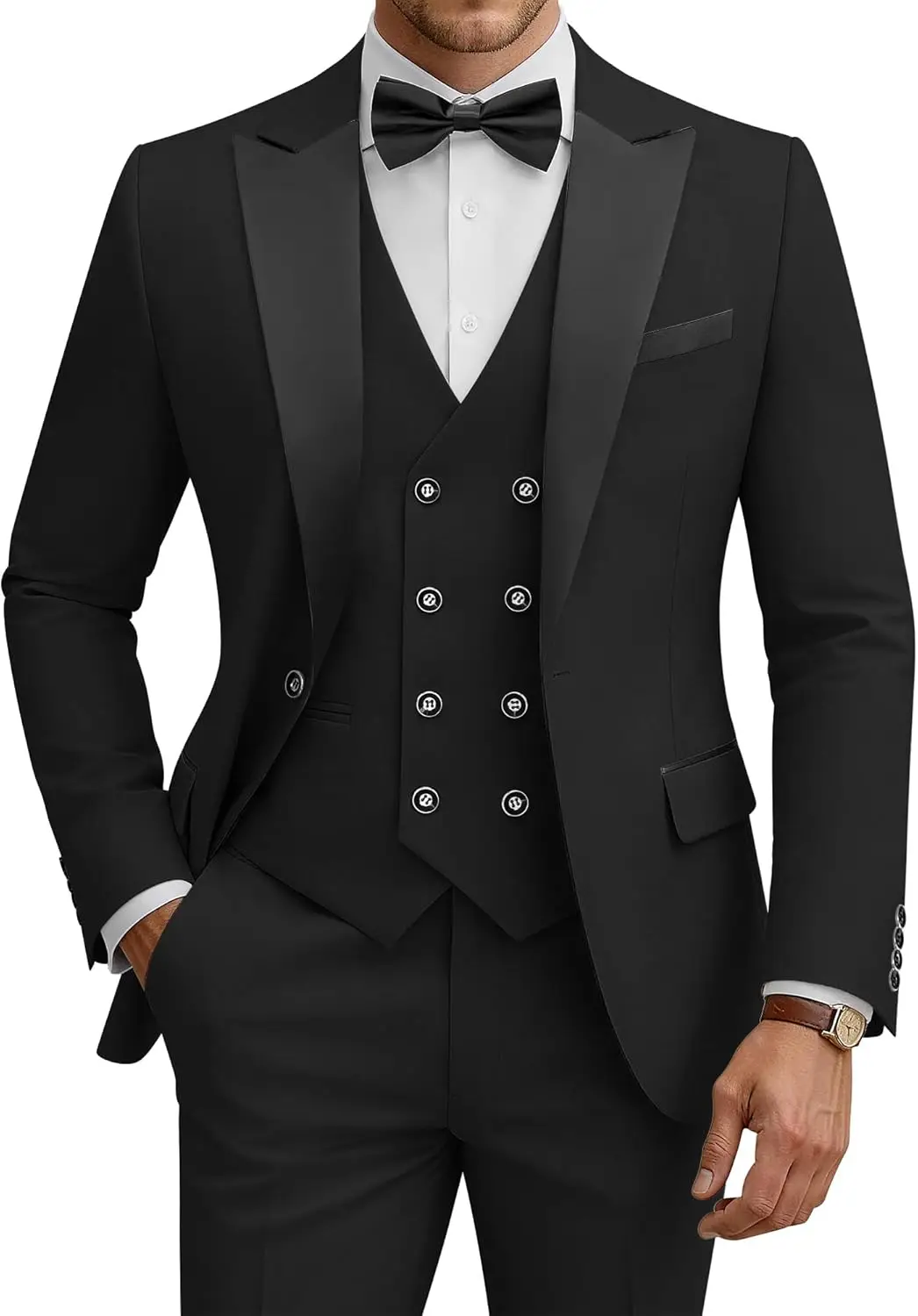 

Men's 3 Piece Suits Slim Fit Tuxedo Suit Set Double Breasted Suit Jacket Vest Pants Set for Wedding Prom