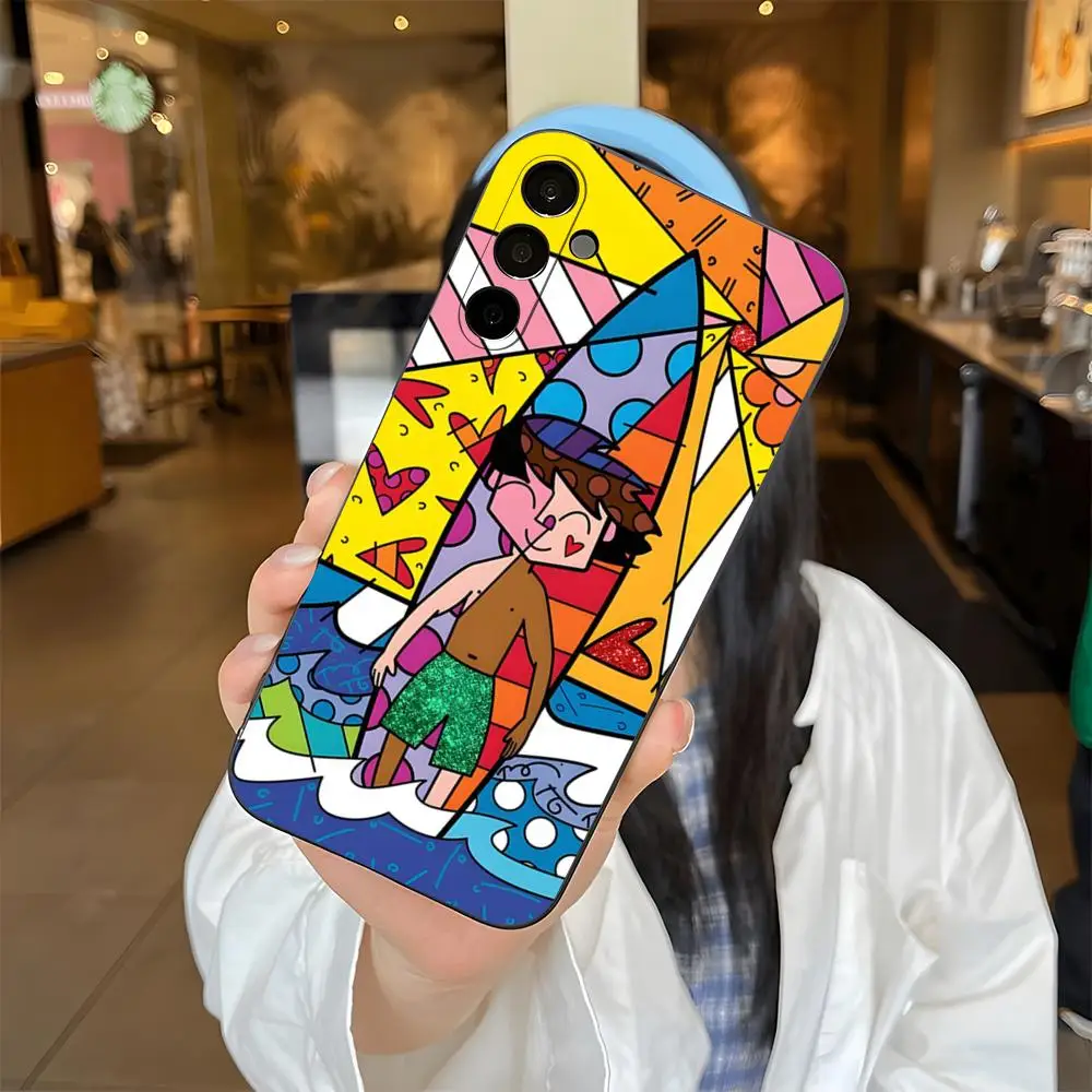 Capa de Telefone Romero Britto Art para Samsung S26 S25 Edge S24 S23 S22 S21 S20 Ultra Plus Fe Galaxy em Silicone