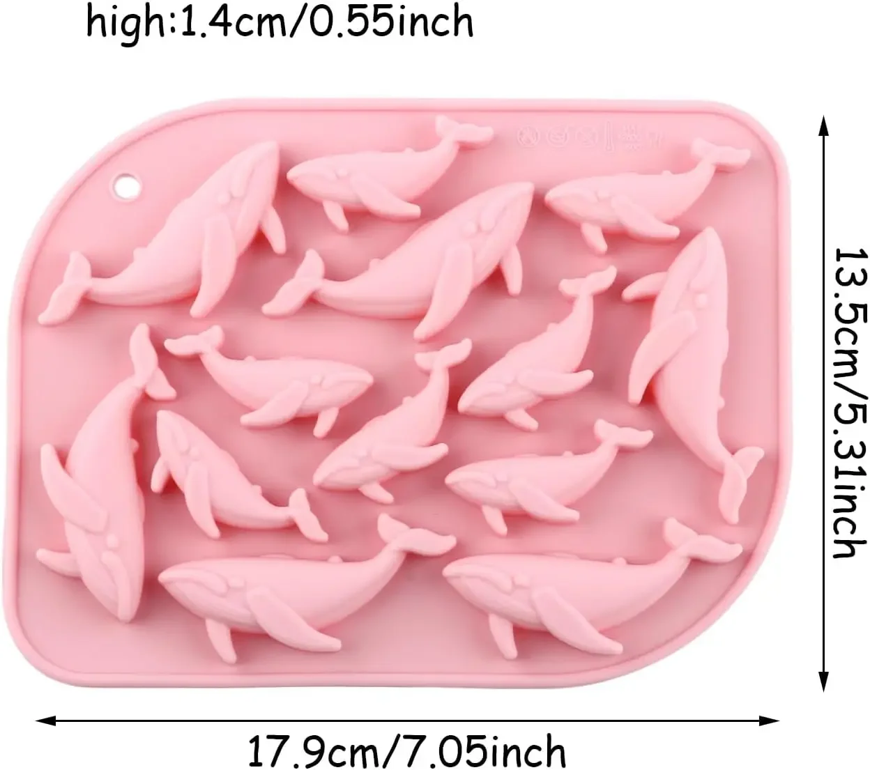 VERIDIAN 13-Cavity Whale Silicone Molds Fondant Candy Chocolate Mould Silicone Gummy Whale Baking Mold for Cake Decoration