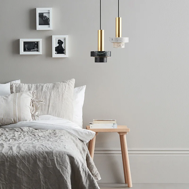 Modern Led Marble Pendant Lighthing Living Room Decoration Designer Terrazzo Restaurant Industrial Chandelier For Home