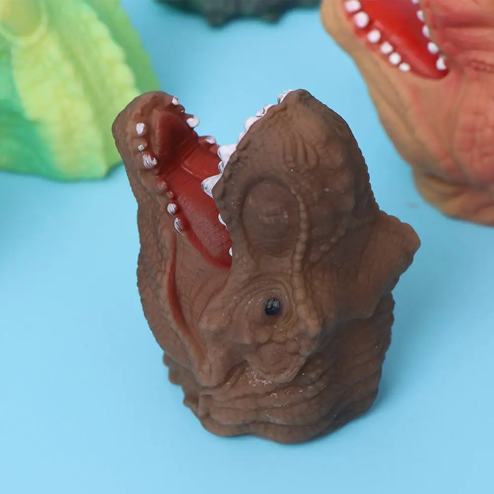 

4Pcs Dino Head Finger Puppet Set Plastic Comfortable Educational Tool for Parent-Child Communication Kindergarten Classroom