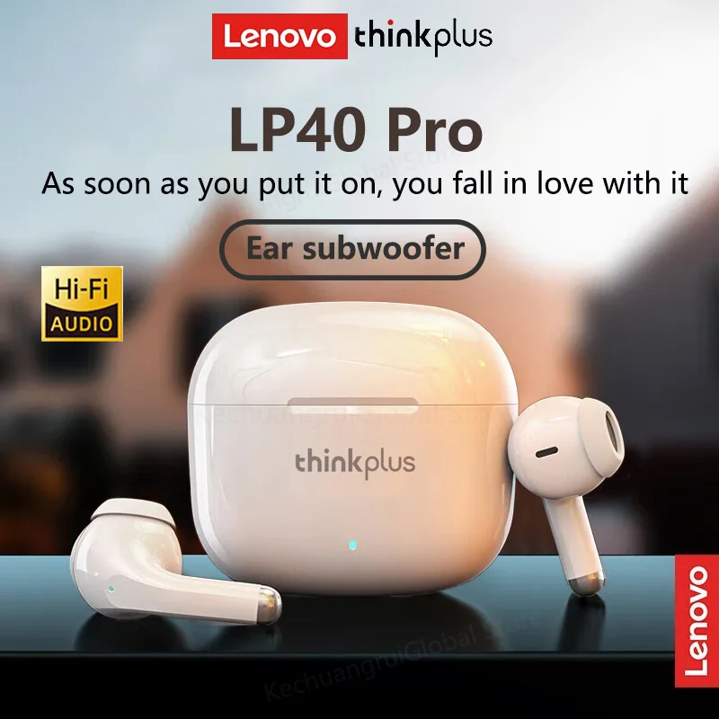 เดิม Lenovo LP40 Pro Sport หูฟัง TWS ไร้สายบลูทูธ 5.3 หูฟังหูฟังลดเสียงรบกวน Touch Control 2025 ใหม่