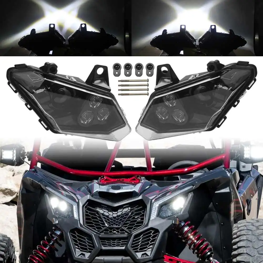 

Super Bright Hi/Lo Beam Head Lamp UTV Front LED Headlight Fits For Can Am Maverick X3 XDS XRS Max Turbo R 2/4 Seat 2017-2023