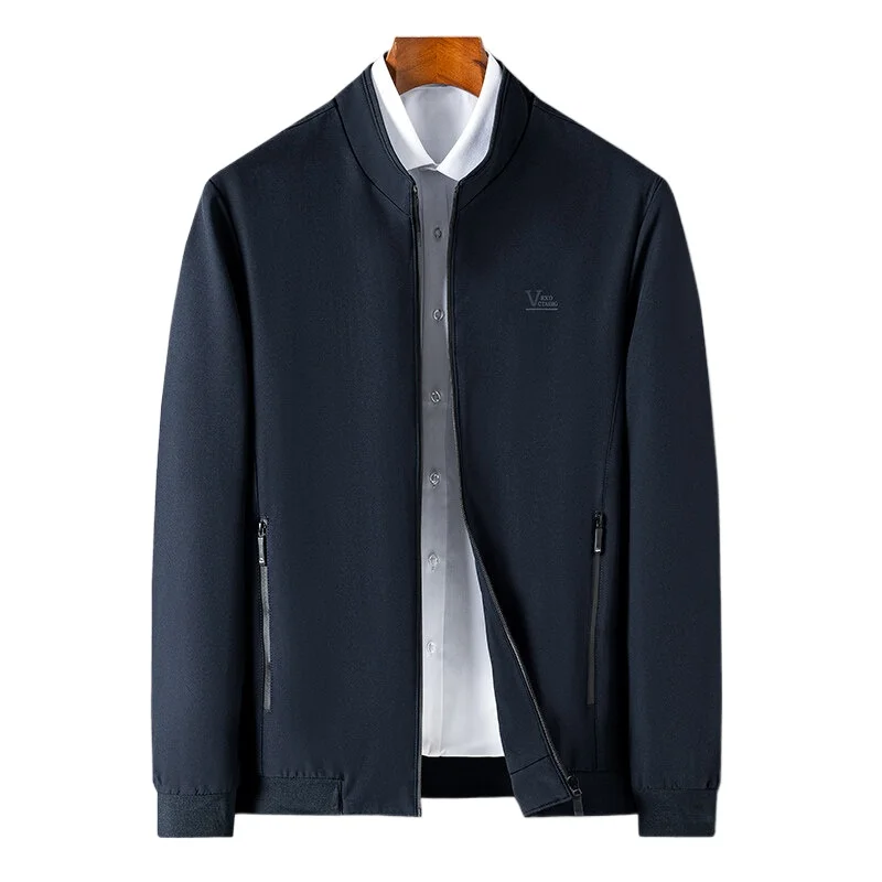 

Мужская деловая повседневная куртка, однотонная повседневная верхняя одежда с воротником-стойкой на весну и лето, удобный универсальный мужской топ