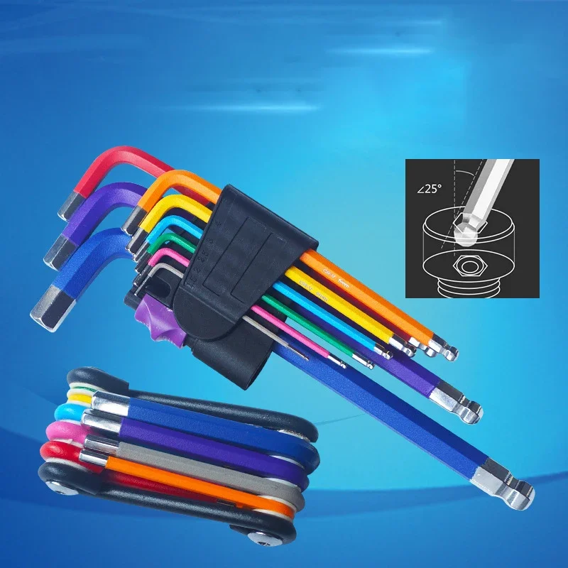 Colorful Hexagonal Wrench Set High Hardness Hexagonal Wrench 9Pcs Multi-functional Ball Head Flower Shaped Hexagonal Screwdriver