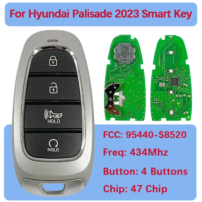 

CN020271 Aftermarket 4 Buttons Smart Key Remote 433 MHz HITAG3 ID47 FCC ID TQ8-FOB-4F26 95440-S8520 For Hyundai Palisade 2023