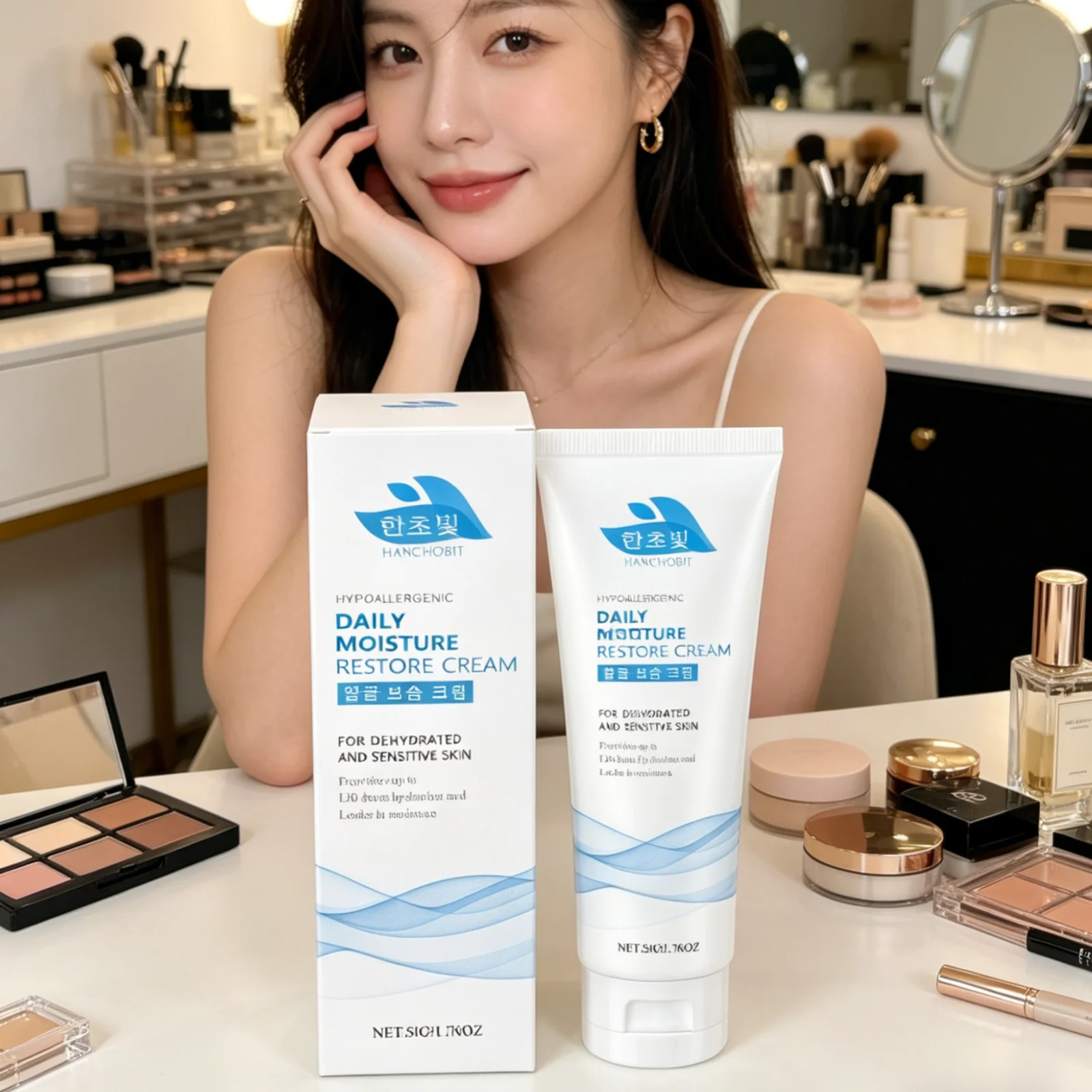 Hanchobit Daily Moisture Restore Cream Nourish Skin Barrier Repair Hypoallergenic Lightweight Mild Formula Hydrating Face Cream
