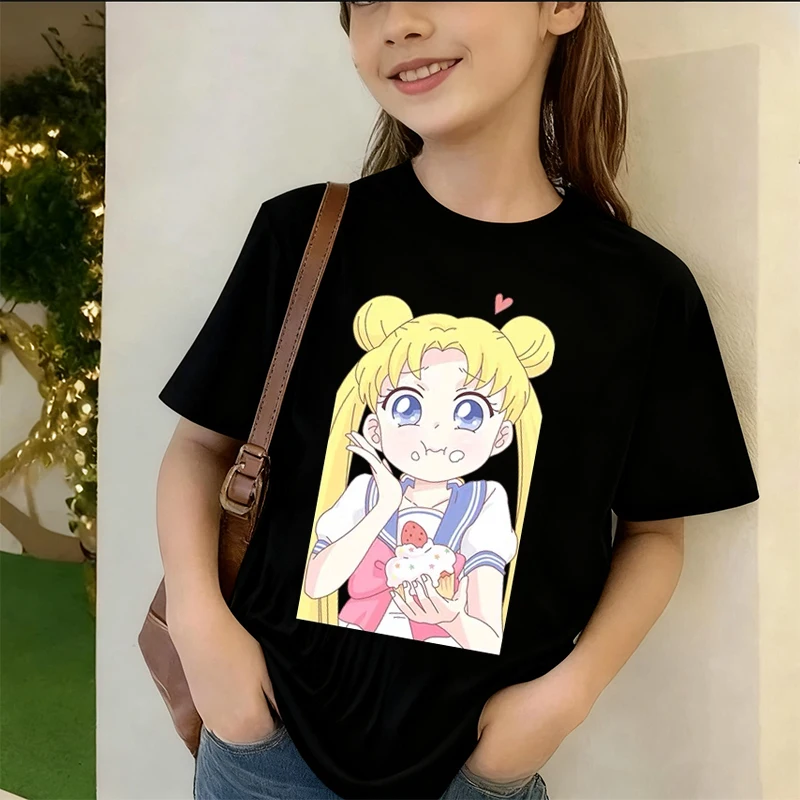 

Sailor Moon Retro 90s Japanese Anime Graphic Printed T-Shirt Girls Children's Harajuku Kids Sailor Moon Women T-shirt Clothing