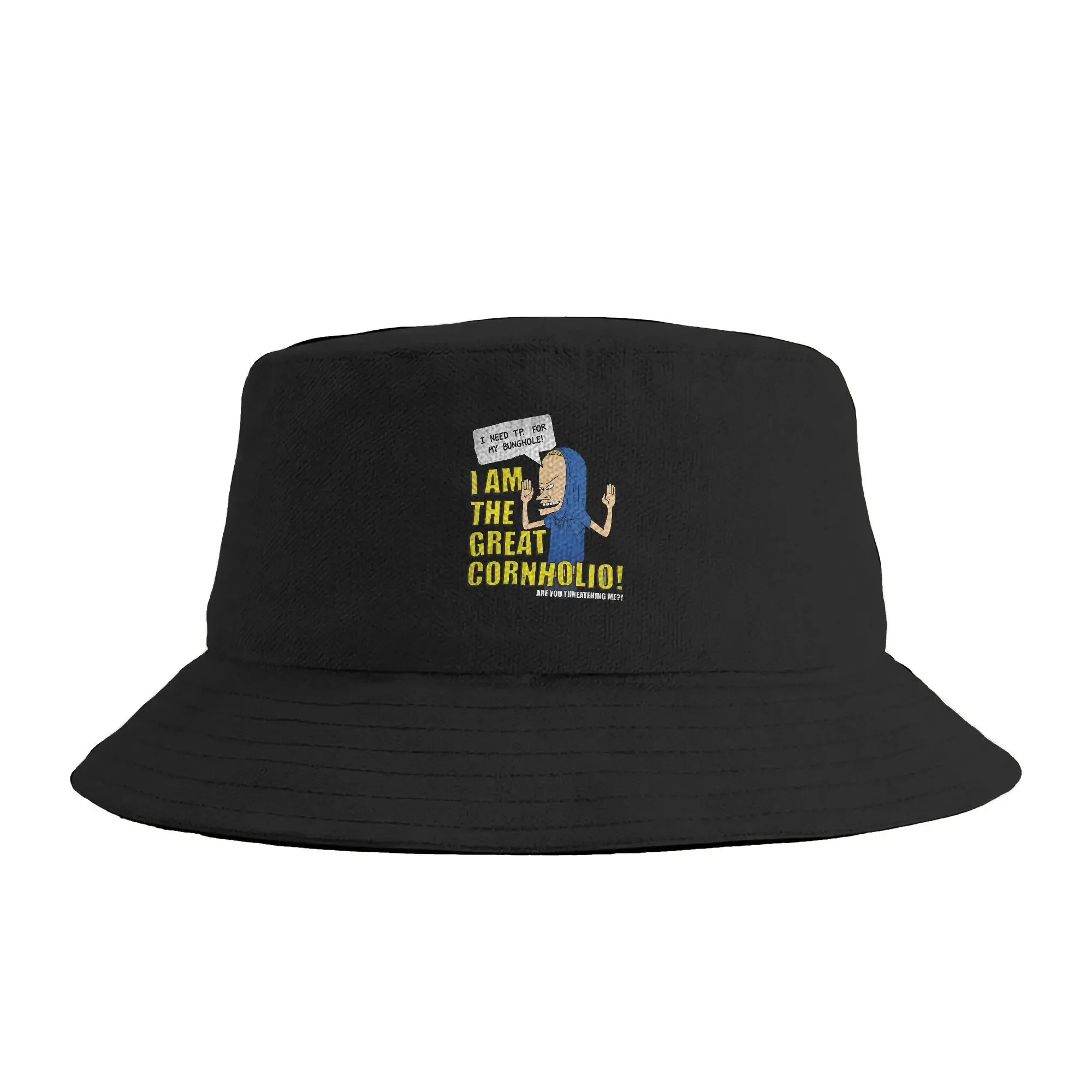 Unisex I AM THE GREAT CORNHOLIO Bucket Hat Portable Fisherman Hats Summer Casual Travel Hiking Caps Hip Hop Custom DIY Sun Hat