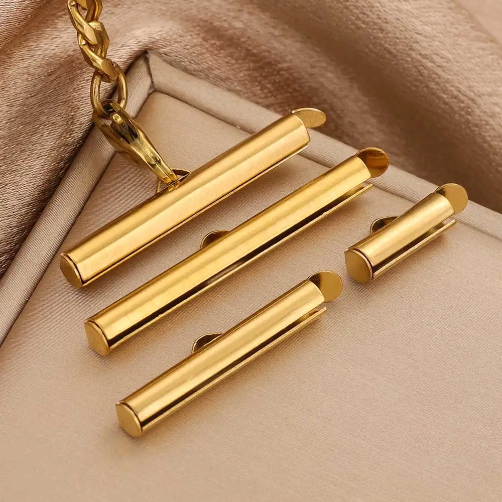 20pcs Stainless Steel Gold Plated Crimp End Beads Slide Chain Clasp Tube Slider Connector for DIY Bracelet Crafts Jewelry Making