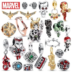 Disney-Marvel 925 Pulseira de Prata para Mulheres, Contas DIY, Super Hero Charme, Fits Pandora Bangle, Pingente Jóias, Presente, 2024