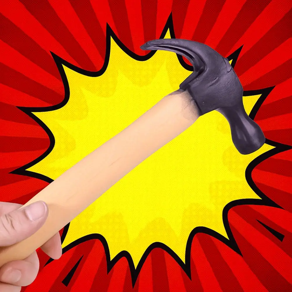 Novelty Tool Creative Hammer Prop Realistic Rubber Fake Hammer Flexible Simulation Magic Trick Stage Performance