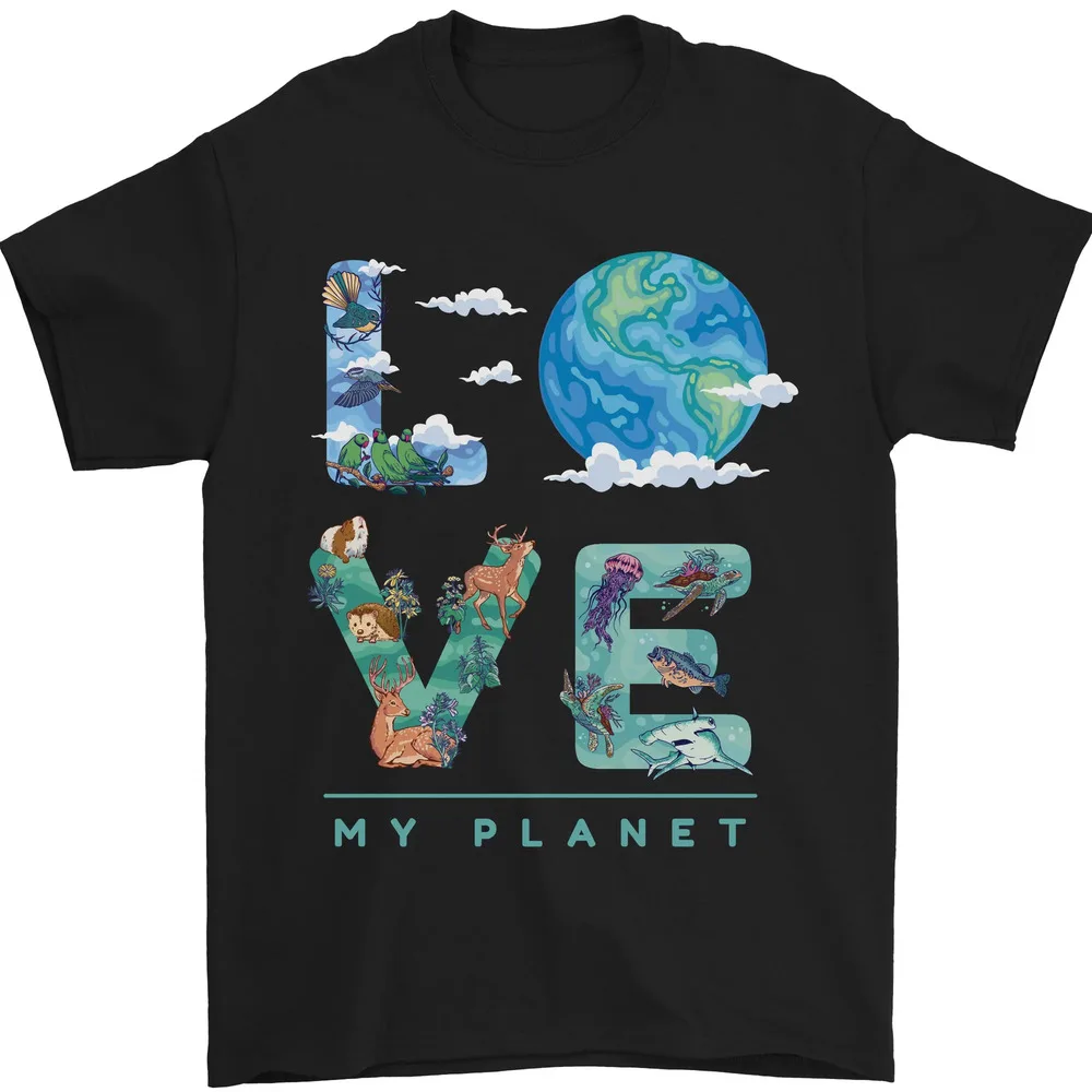 Love My Planet For Climate Change Environment Awareness Anime Graphic T-shirts For Men Clothing Women Tees High Quality