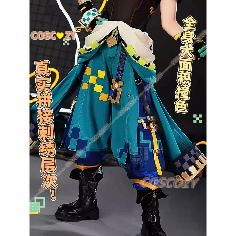 Genshin Impact Alta Qualità Kinich Costume Cosplay Parrucca Turnfire Hunt Uniforme Orecchino Adesivo Huitztlan Natlan Costumi di Halloween