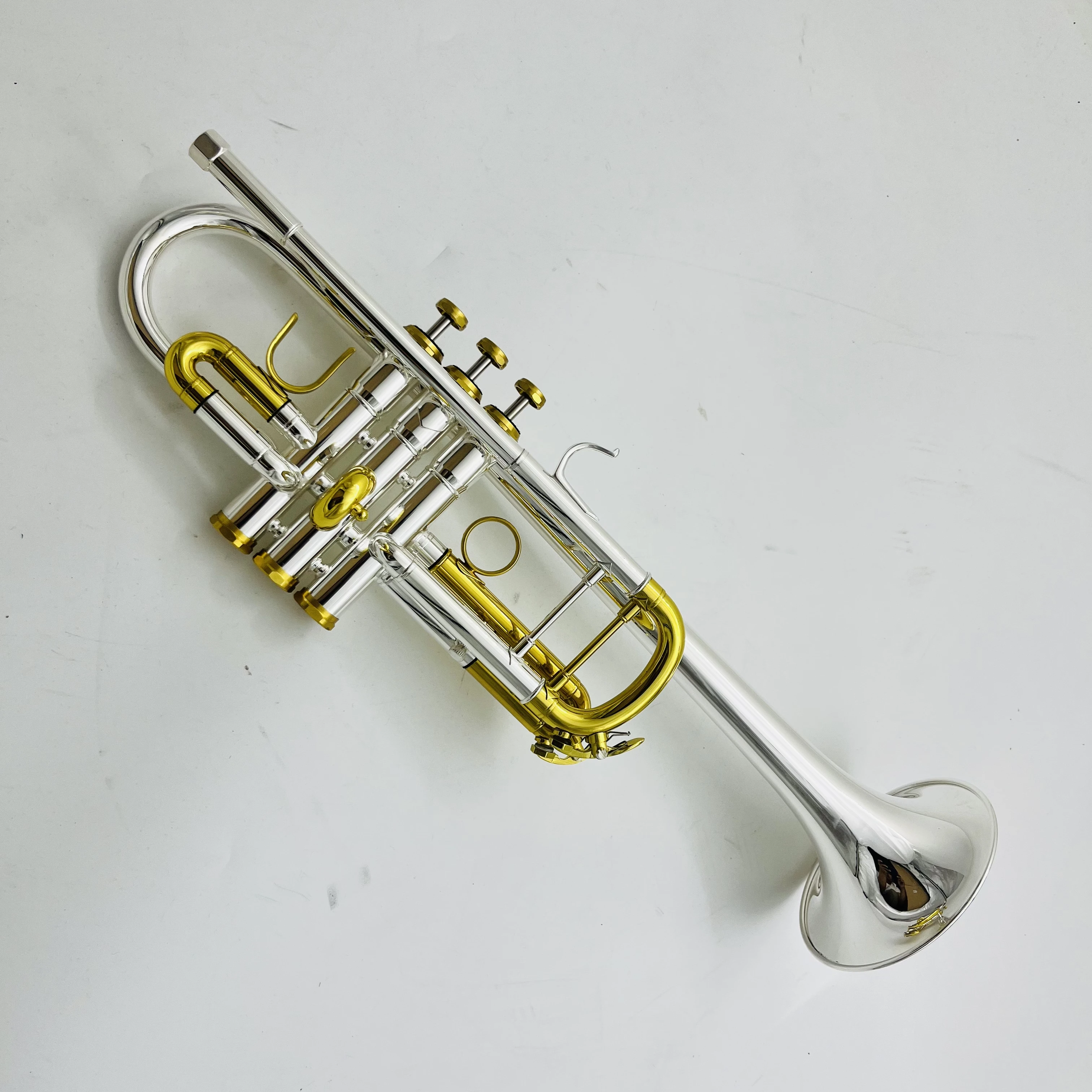 

New Arrival C Tune Trumpet Brass Sliver Plated Professional level With Case Nozzle Free Shipping