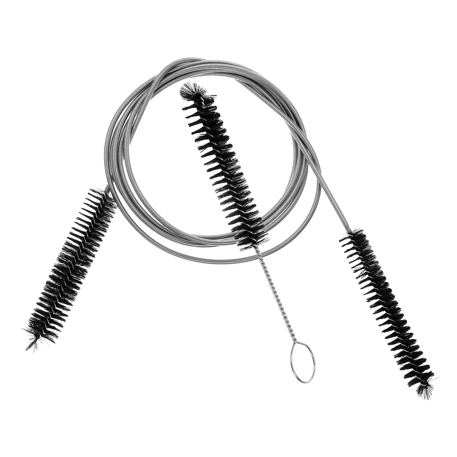 

Tube Cleaning Brush Dual Head Black Nylon Pipe Spring Cleaner for Drain Detergent Wool Long Lasting Performance