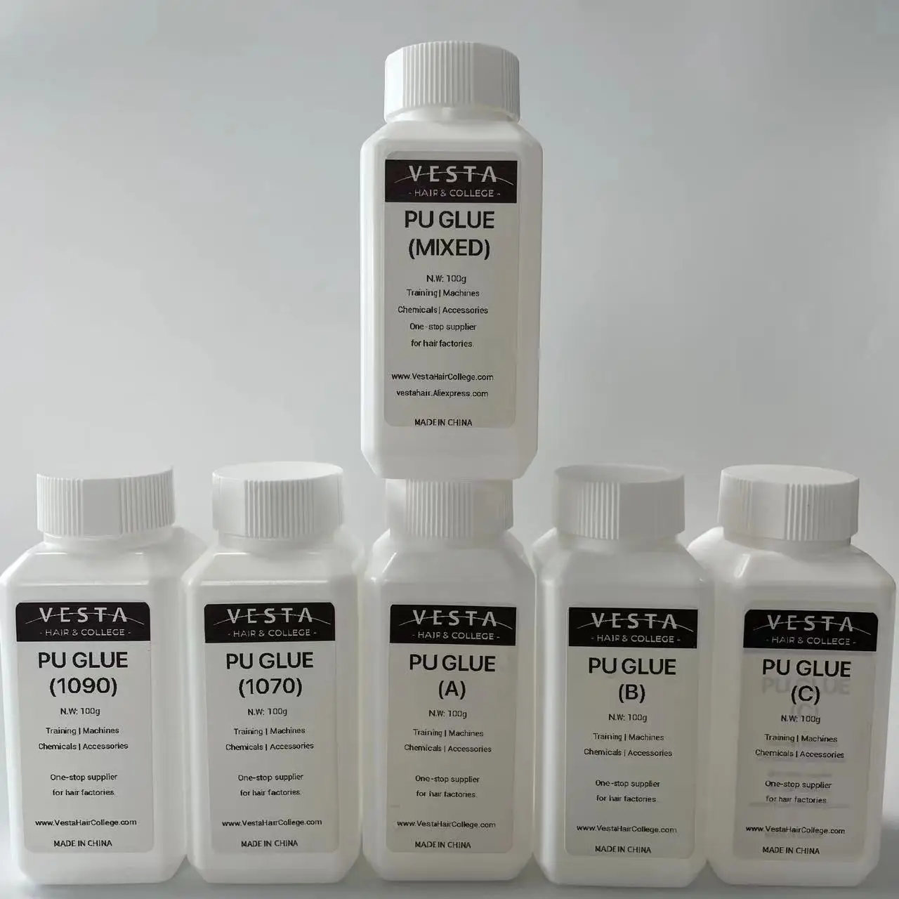 

PU Glue A B C 1070 1090 for Making Tape In Hair Extension PU Skin Weft and Toupee Topper Tape Hair Extension Tools 100g/bottle
