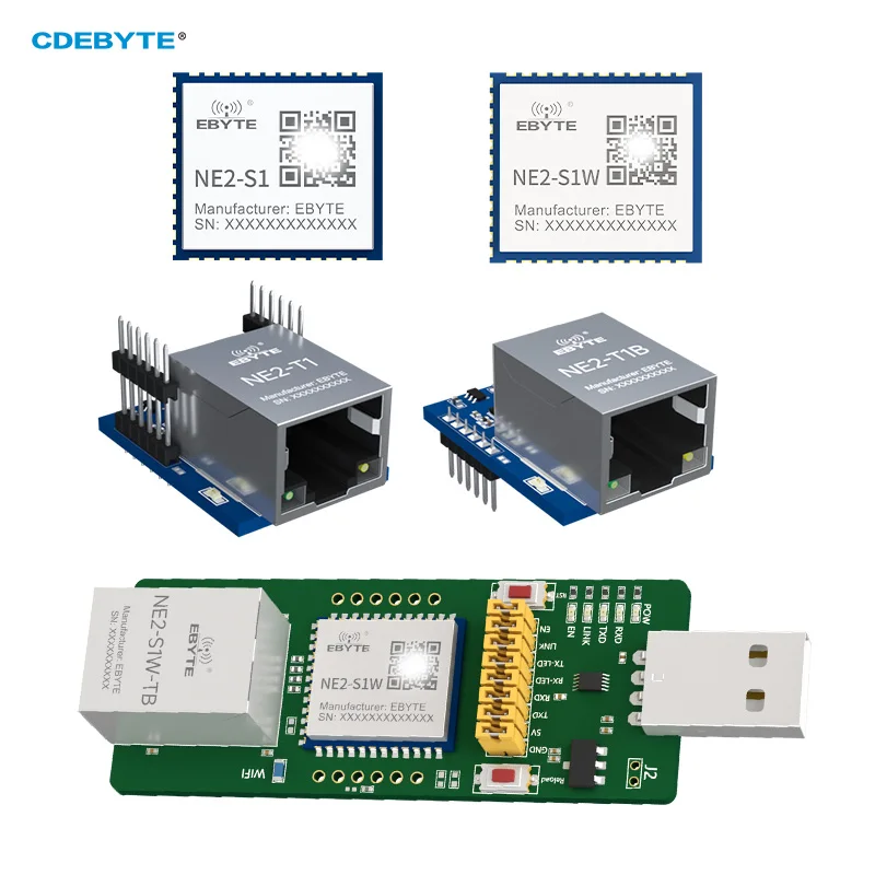 

Serial TTL to Ethernet RJ45 Pin Module NE2-T1/NE2-T1B Edge Acquisition Modbus TCP to RTU IoT MQTT Communication Super Network