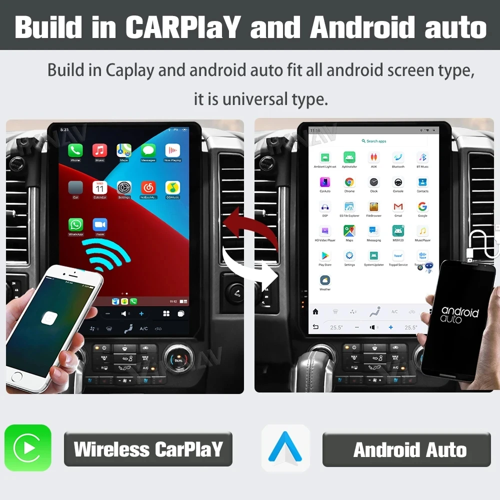 Auto Stereo Android Auto Car Radio F150 2015-2022 Vertical Screen wireless Carplay GPS Navigation Multimedia player