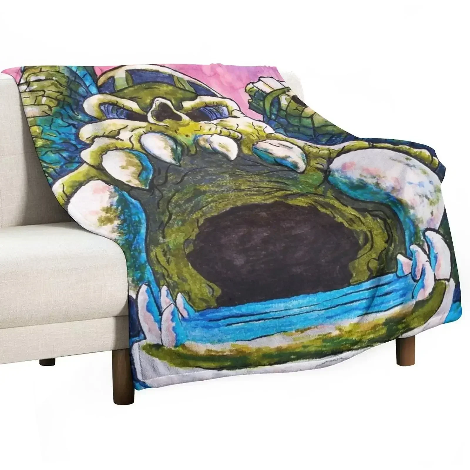 

Castle Grayskull watercolor painting Throw Blanket Elegant Warm Throw Blanket for Hotel Home