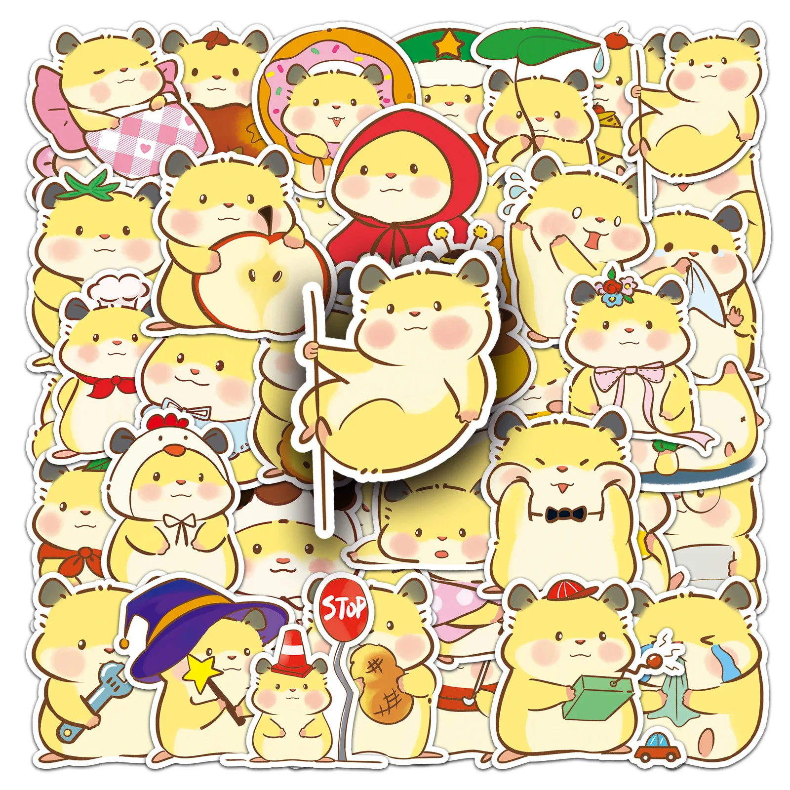 50 pçs bonito dourado hamster animal de estimação graffiti adesivos kawaii animal dos desenhos animados decalque notebook telefone guitarra skate adesivo à prova dwaterproof água