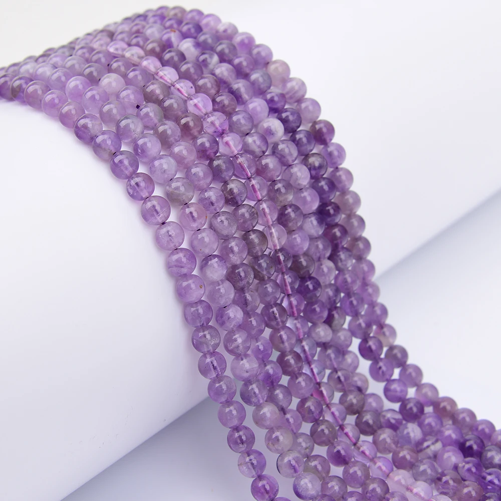 APDGG 2 Strands 7mm Natural Light Purple Amethyst Round Loose Beads 15.5
