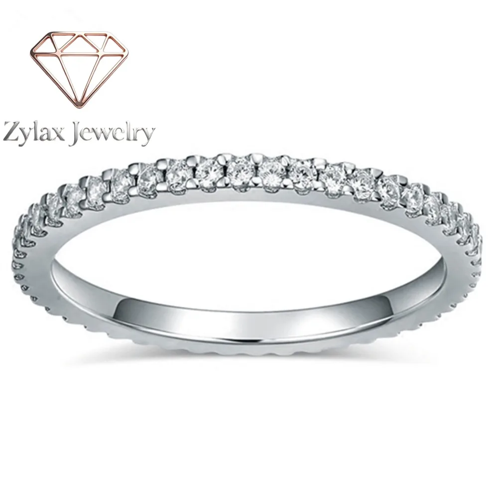 Zylax Jewelry 0.23CT Diamonds Infinity Wedding Band Ring Women Platinum 950 PT950 Stamped Eternity Ring