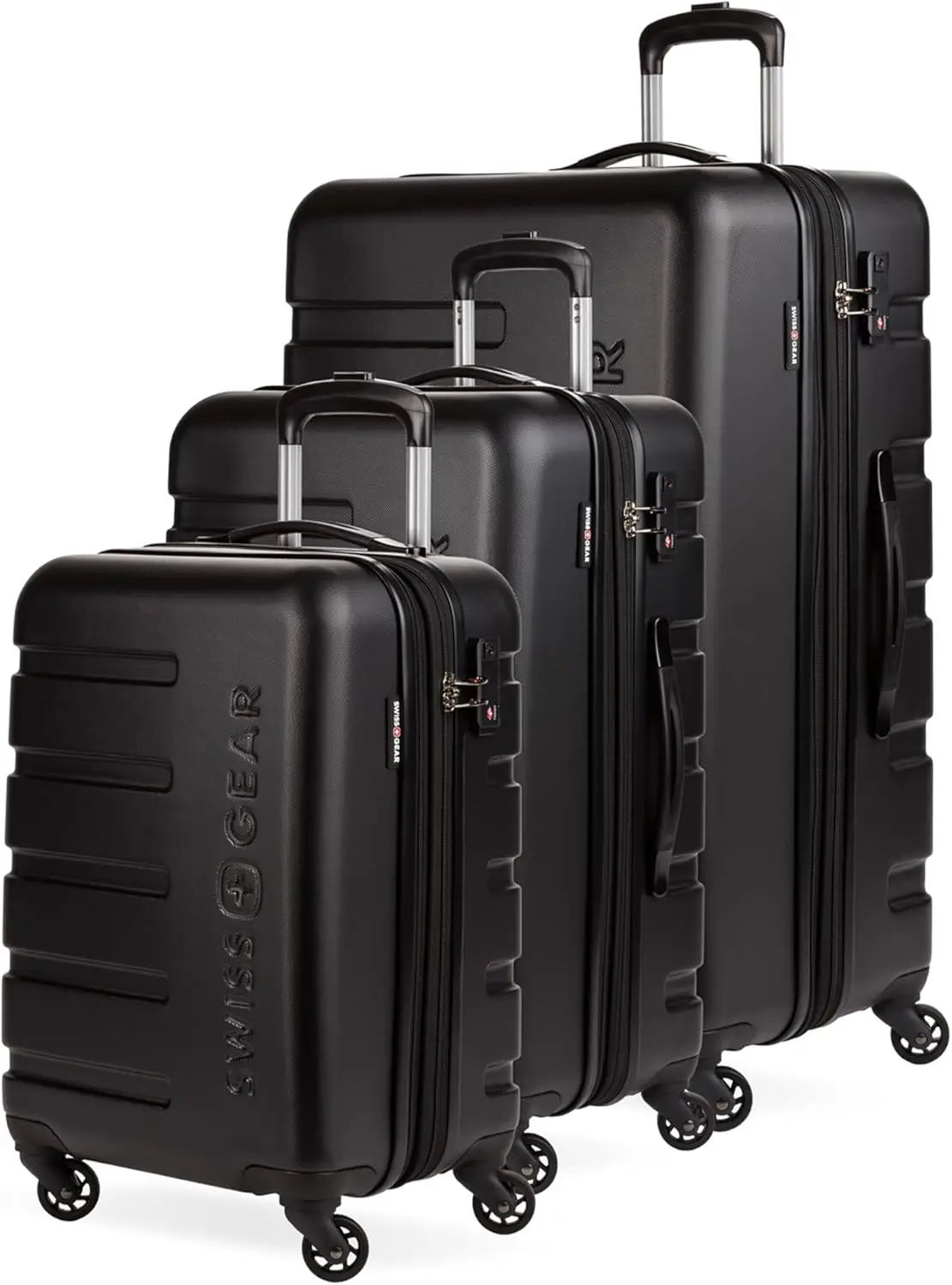 7366 Hardside Expandable Luggage with Spinner Wheels, Black, 3-Piece Set (19/23/27)