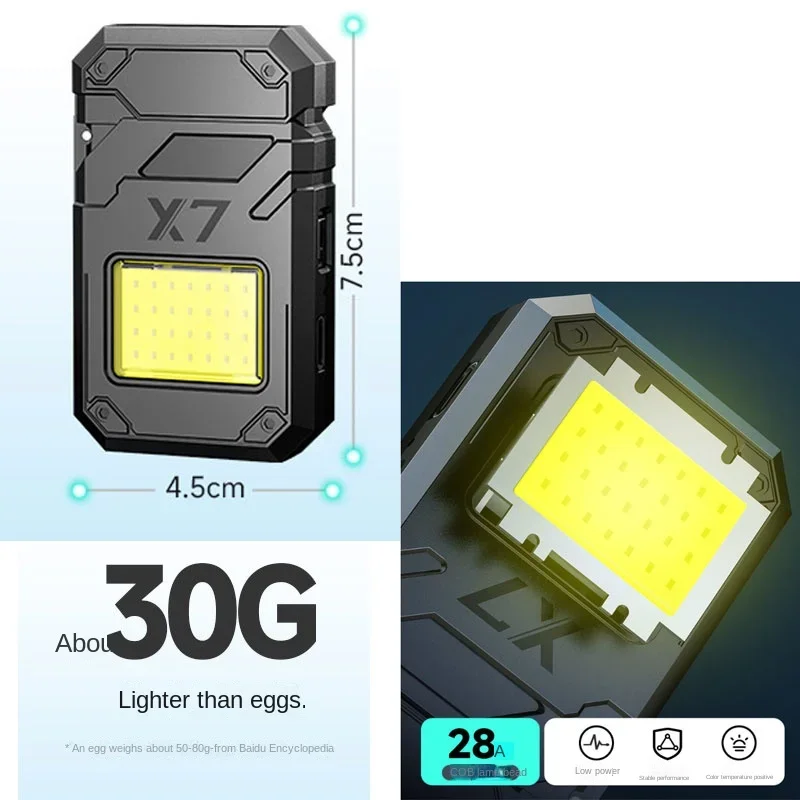 New Arc Lighter Windproof COB Lighting Light Type-c Rechargeable Outdoor Multi Functional Lighter Flashlight Mini Keychain Light