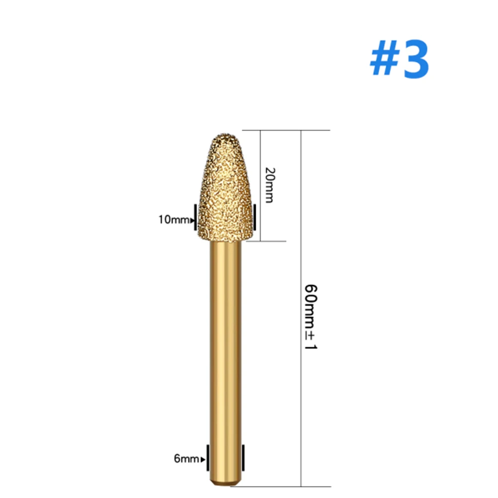 6mm Shank Vacuum Brazed Diamond Burr Head Grinding Rotary File For Stone Steel Tool Accessories Lixadeira Lijadora Polishing