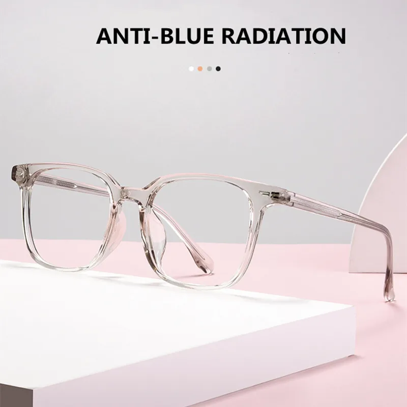 Square Blue Light Blocking Computer Glasses Men Woman Reading Prescription Transparent Glasses Male Far Sight Glasses +1.5 +1.75