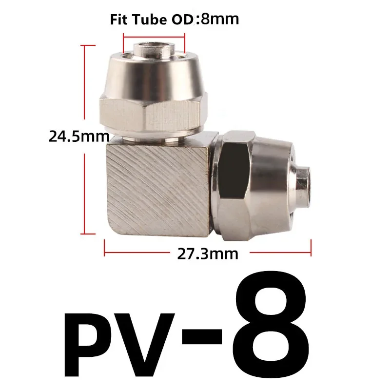 Fit Tube OD 4/6/8/10/12/16mm Brass Elbow Pneumatic Fitting Quick Connector