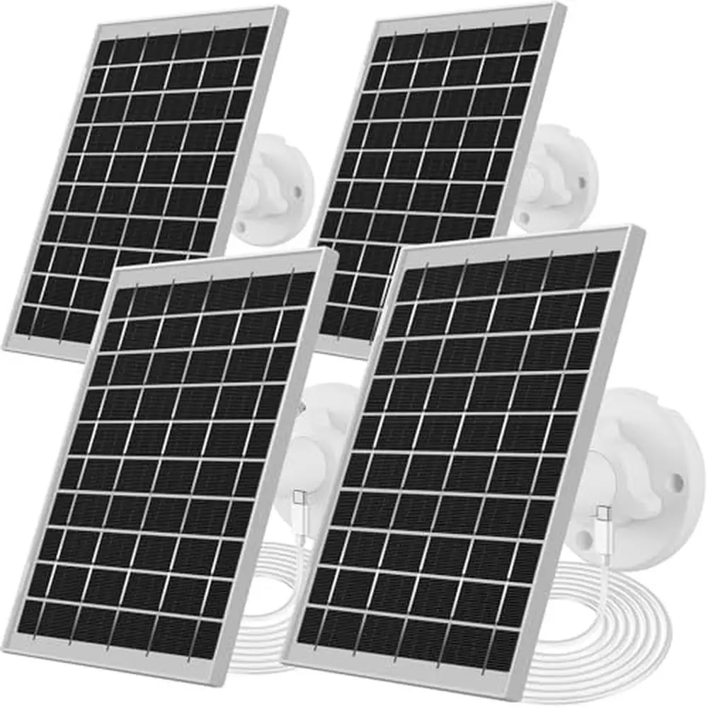 Solar Panel Charger 4 Pack Stick Up Cam Battery IP65 Waterproof Supply Ring Camera