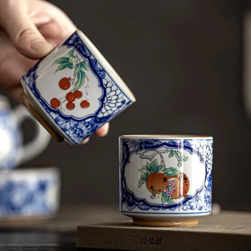 Blue and White Porcelain Kung Fu Tea Cup Master Cup Japanese Zen Style Small Tasting Cup for Women Personal SingleCupHome Office