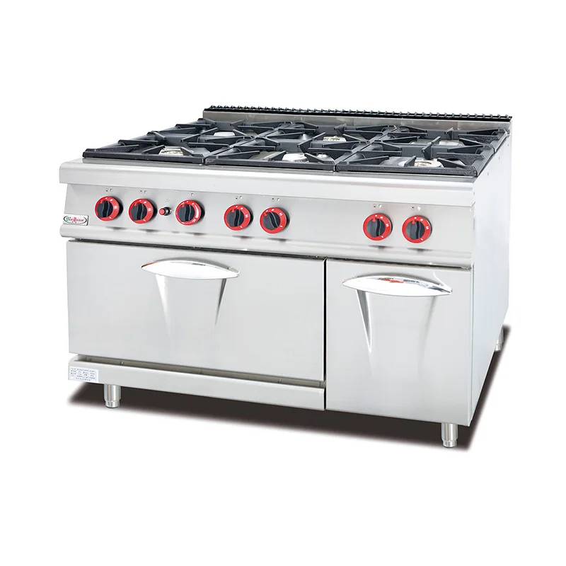 Commercial Industrial Restaurant Stainless Steel 8 Burner Gas Stove Range With Cabinet